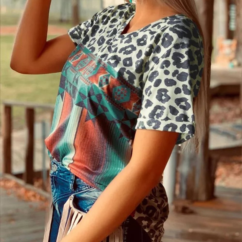 short sleeve printed top